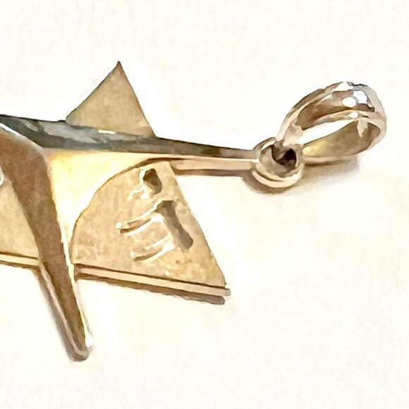 14K Polished Star Of David with Chai Charm - Picture 7 of 10